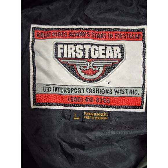 Firstgear Motorcycle Convertible Nylon Rain Jacket /Bag Black/Green  Sz L - Picture 4 of 9